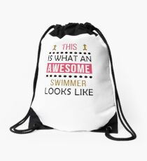Swimmer Awesome Looks Birthday Swimming Christmas Funny Drawstring Bag