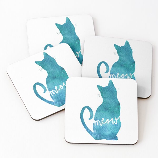 Item preview, Blue Watercolour Cat Silhouette designed and sold by DanaAndTheBooks.