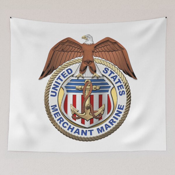Item preview, U.S. Merchant Marine - USMM Emblem over White Leather designed and sold by Serge Averbukh Art Studio.