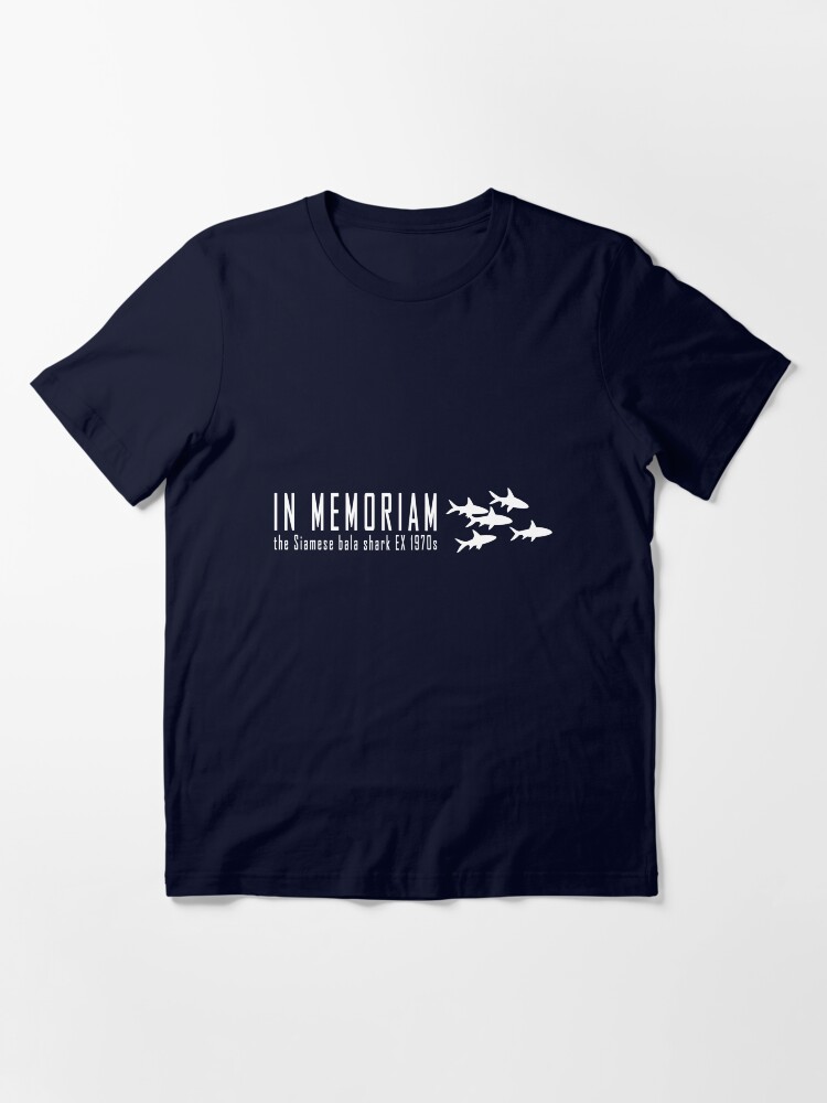 Thumbnail 3 of 7, Essential T-Shirt, Extinct animals - Siamese bala shark In Memoriam white print designed and sold by 12images.