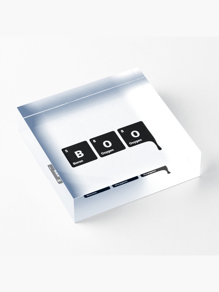 Alternate view of BOO! Scary Halloween Periodic Table Elements Boron Oxygen (Inverted) Acrylic Block
