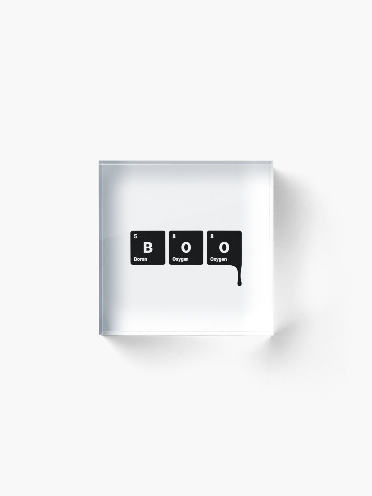 Alternate view of BOO! Scary Halloween Periodic Table Elements Boron Oxygen (Inverted) Acrylic Block