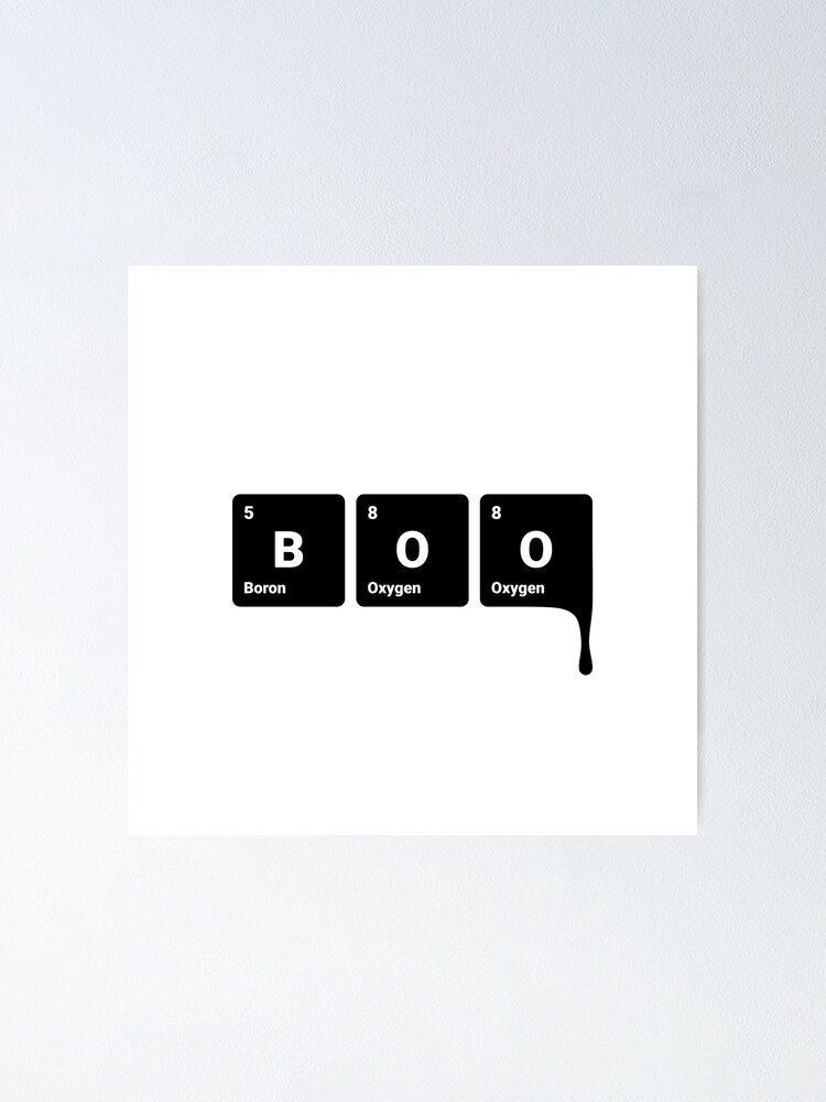 Alternate view of BOO! Scary Halloween Periodic Table Elements Boron Oxygen (Inverted) Poster