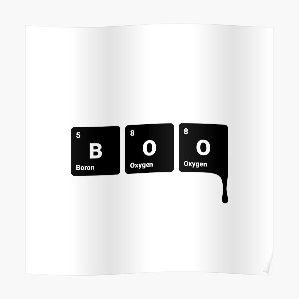 BOO! Scary Halloween Periodic Table Elements Boron Oxygen (Inverted) Poster