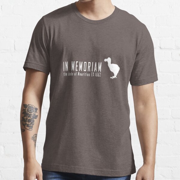 Extinct animals - Dodo of Mauritius In Memoriam white print Essential T-Shirt