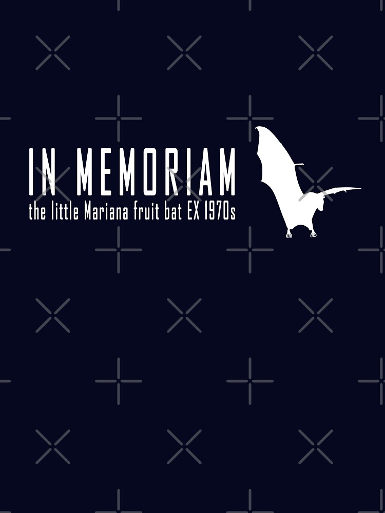 Thumbnail 7 of 7, Essential T-Shirt, Extinct animals - Little Mariana fruit bat In Memoriam white print designed and sold by 12images.