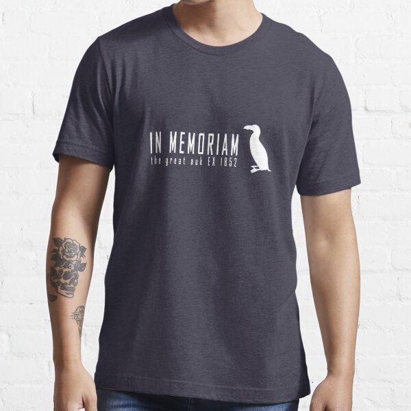 Extinct animals - Great auk In Memoriam white print Essential T-Shirt