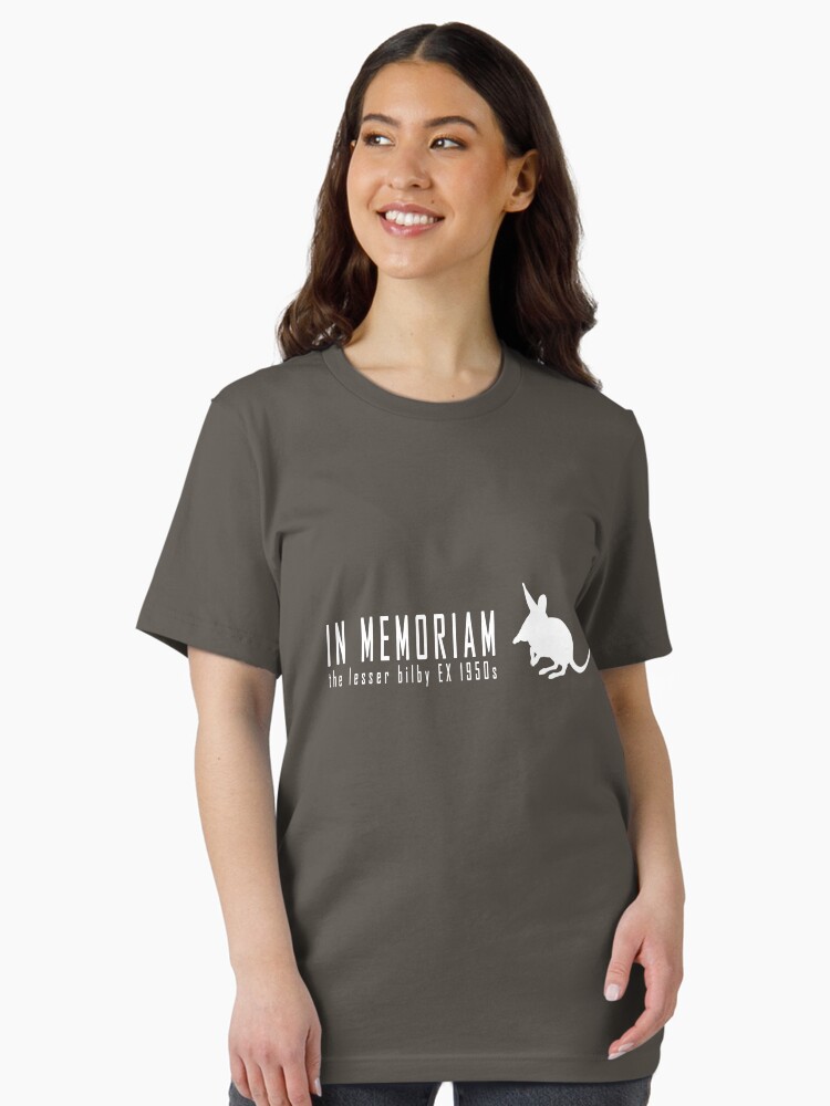 Thumbnail 1 of 7, Essential T-Shirt, Extinct animals - Lesser bilby In Memoriam white print designed and sold by 12images.