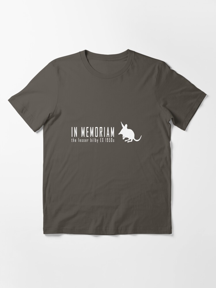 Thumbnail 3 of 7, Essential T-Shirt, Extinct animals - Lesser bilby In Memoriam white print designed and sold by 12images.