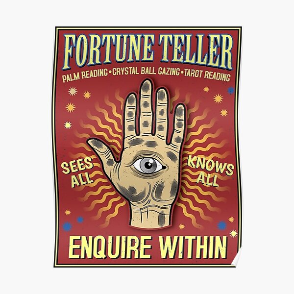 Fortune Teller Vintage Psychic Readings Advertising Print Poster