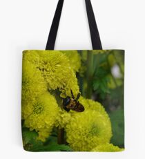 Bee on Yellow Chrysanthemums Tote Bag