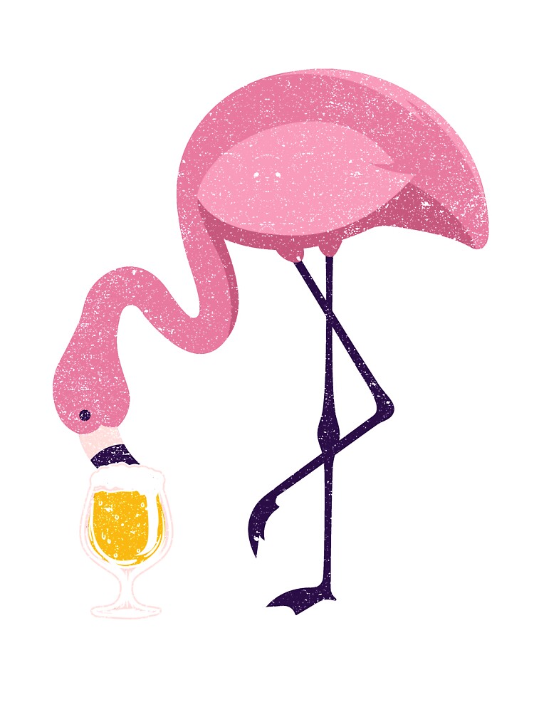 flamingo drinking beer