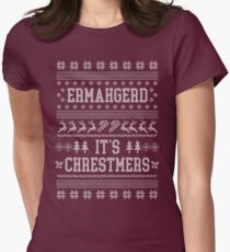 Ermahgerd, ugly christmas sweater, girl, ermahgerd stuff, funny meme ermahgerd, hilarious ermahgerd, irmagerd, oh my god, sarcastic ermahgerd Women's Fitted T-Shirt