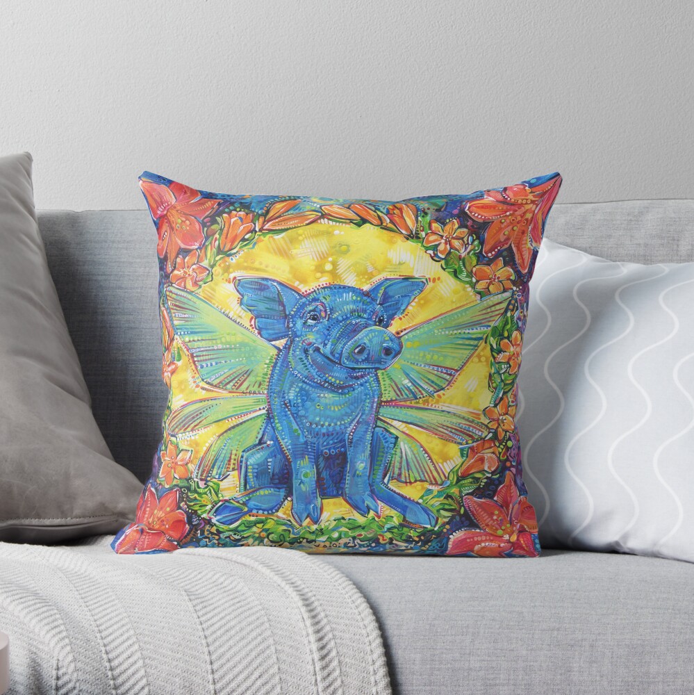 Fairy Pig Painting - 2018 Throw Pillow