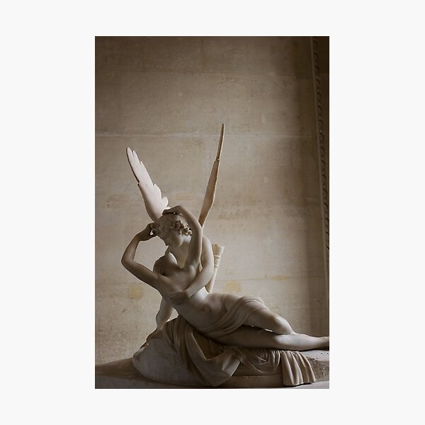 Romantic Cupid and Psyche Lovers Statue in the Louvre Photographic Print