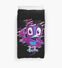 Bird cute Eighties Retro Violet and Purple Bettbezug