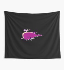 Whale humpback Eighties Retro Violet and Purple Wall Tapestry
