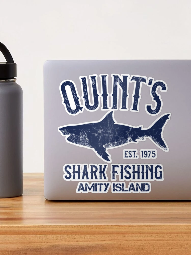 Quint's Shark Fishing - Amity Island 1975 Sticker for Sale by