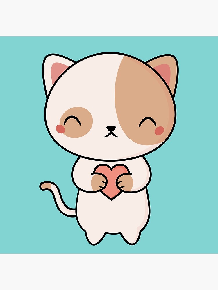 kawai #miau #gato #kawaii #meow #cat #heart #corazon - Gato Kawaii