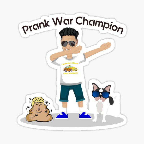 Artikel-Vorschau von Streich War Champion mit DJ Pauly D und Trump Dump vom Hund in Shades, designt und verkauft von TeagoShirts.