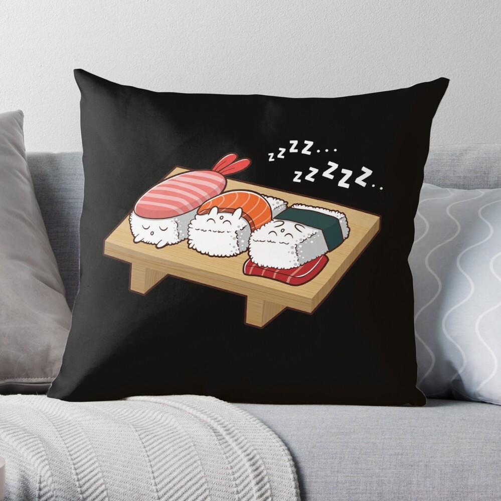 Coussin for Sale avec l'œuvre « Sushi Yoga » de l'artiste