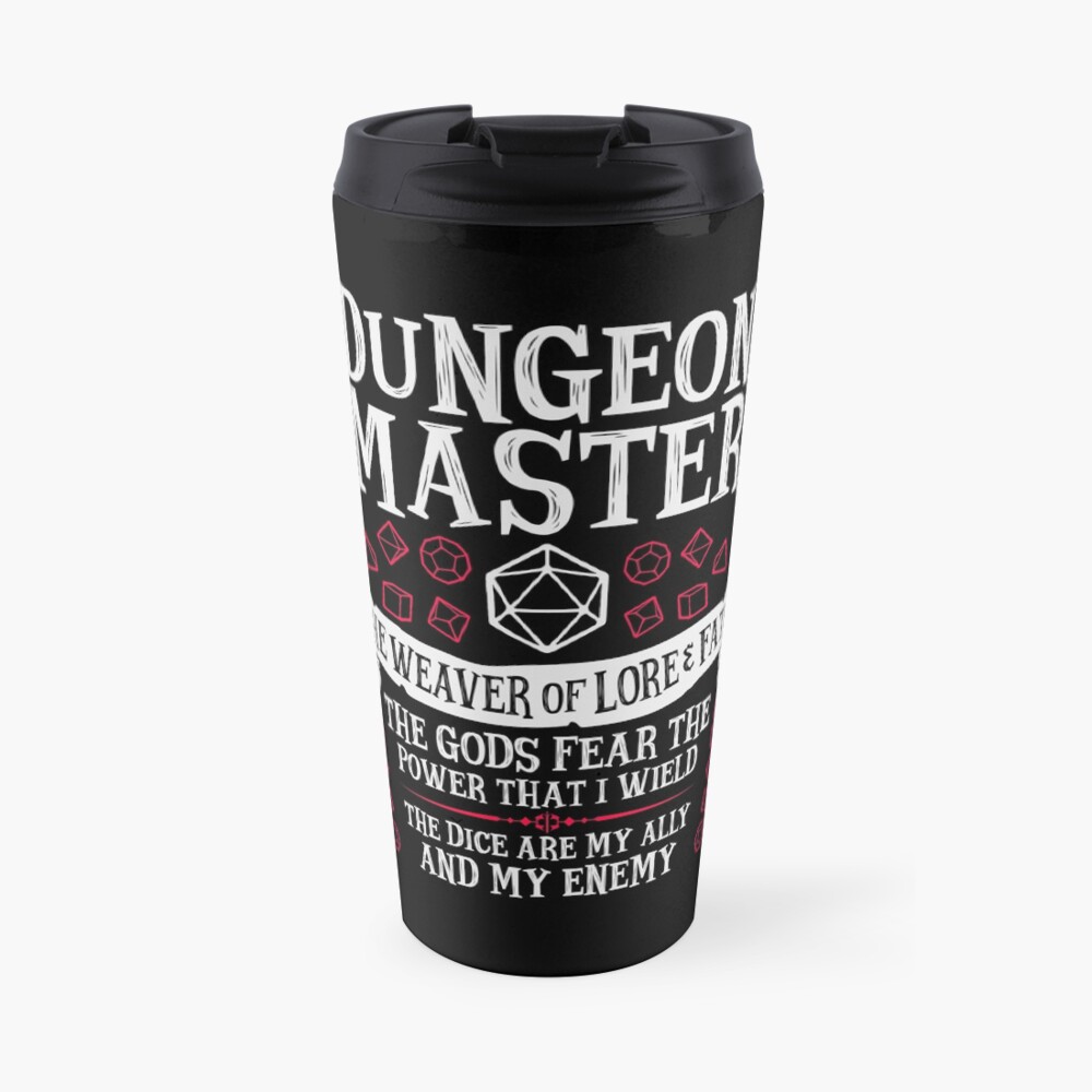 Dungeon Master, The Weaver of Lore & Fate - Dungeons & Dragons (White Text) Travel Mug