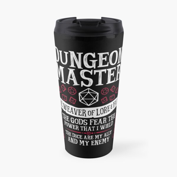 Dungeon Master, The Weaver of Lore & Fate - Dungeons & Dragons (White Text) Travel Mug