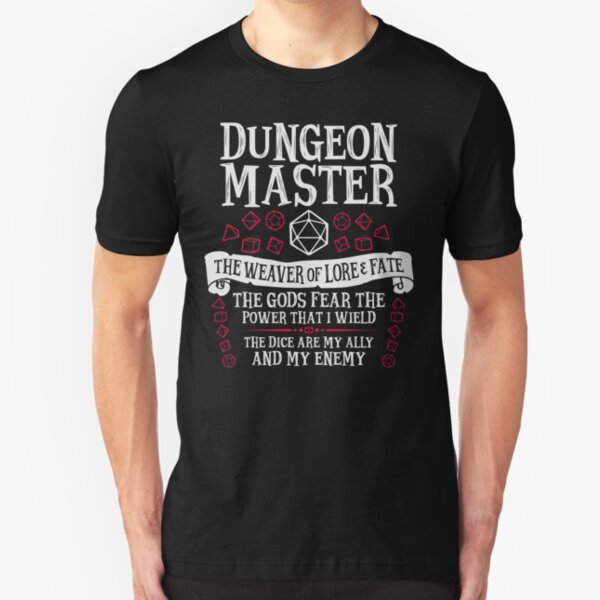 Dungeon Master, The Weaver of Lore & Fate - Dungeons & Dragons (White Text) Slim Fit T-Shirt