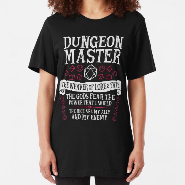 Dungeon Master, The Weaver of Lore & Fate - Dungeons & Dragons (White Text) Slim Fit T-Shirt