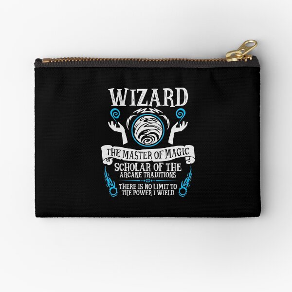 WIZARD, The Master of Magic - Dungeons & Dragons (White Text) Zipper Pouch