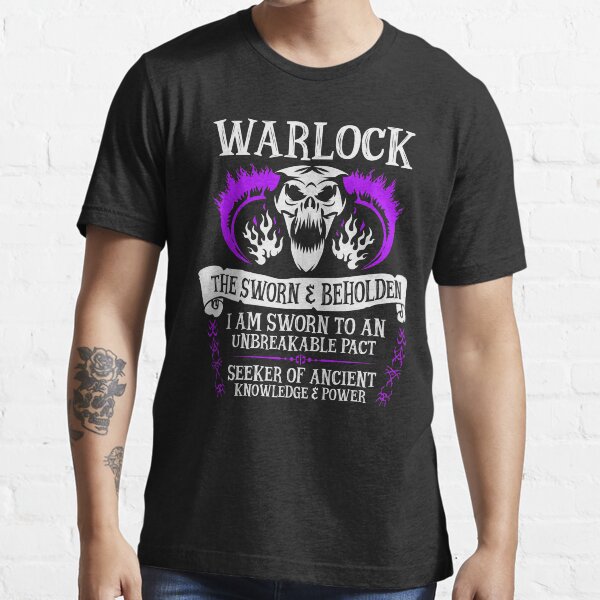 WARLOCK, THE SWORN AND BEHOLDEN - Dungeons & Dragons (White Text) Essential T-Shirt