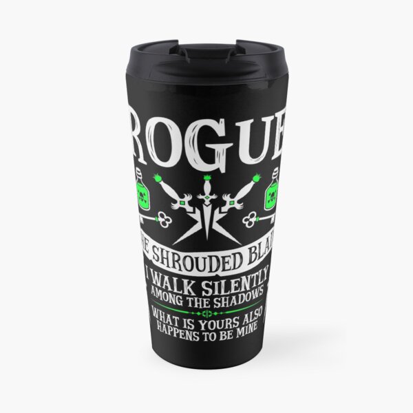 ROGUE, THE SHROUDED BLADE - Dungeons & Dragons (White Text) Travel Mug