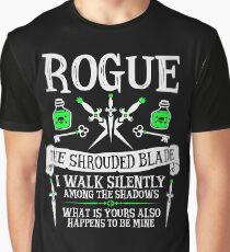 ROGUE, THE SHROUDED BLADE - Dungeons & Dragons (White Text) Graphic T-Shirt
