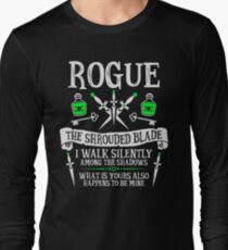 ROGUE, THE SHROUDED BLADE - Dungeons & Dragons (White Text) Long Sleeve T-Shirt