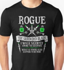 ROGUE, THE SHROUDED BLADE - Dungeons & Dragons (White Text) Unisex T-Shirt