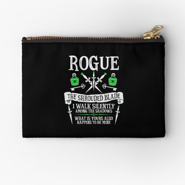 ROGUE, THE SHROUDED BLADE - Dungeons & Dragons (White Text) Zipper Pouch