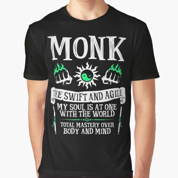 MONK, THE SWIFT AND AGILE - Dungeons & Dragons (White) Graphic T-Shirt