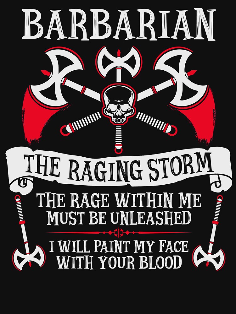 Disover BARBARIAN, THE RAGING STORM - Dungeons & Dragons (White) | Essential T-Shirt 