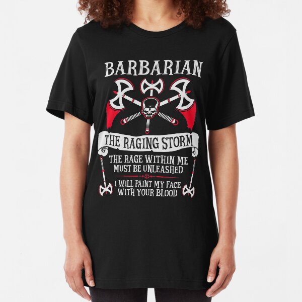 BARBARIAN, THE RAGING STORM - Dungeons & Dragons (White) Slim Fit T-Shirt