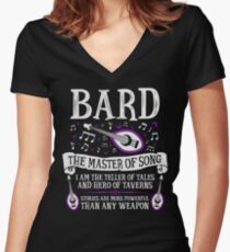 BARD, THE MASTER OF SONG - Dungeons & Dragons (White) Women's Fitted V-Neck T-Shirt
