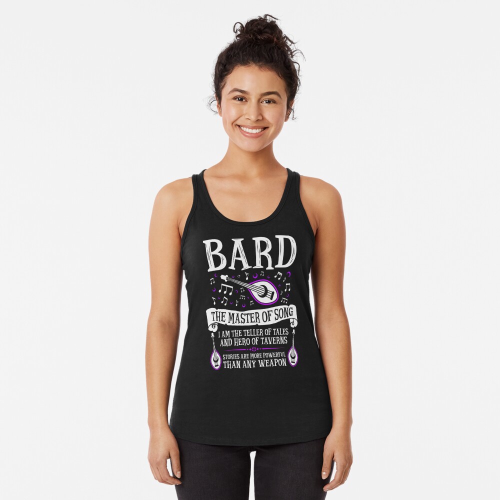 Discover BARD, THE MASTER OF SONG - Dungeons & Dragons (White) Racerback Tank Top