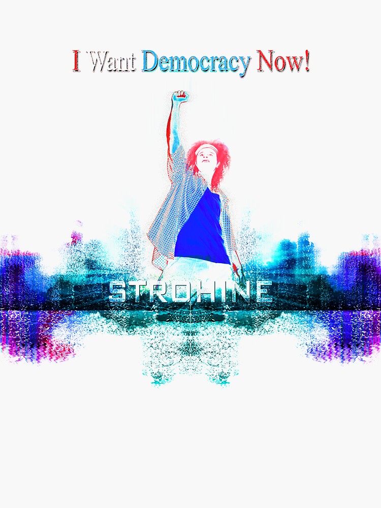 Thumbnail 3 of 3, Sticker, I Want Democracy Now! - Rainbow T designed and sold by STROHINE.