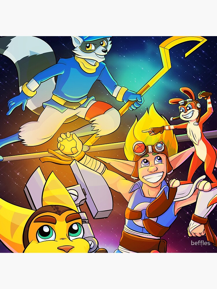 Playstation 2 Stars - Sly Cooper - Ratchet and Clank - Jak and Daxter  Poster for Sale by beffles