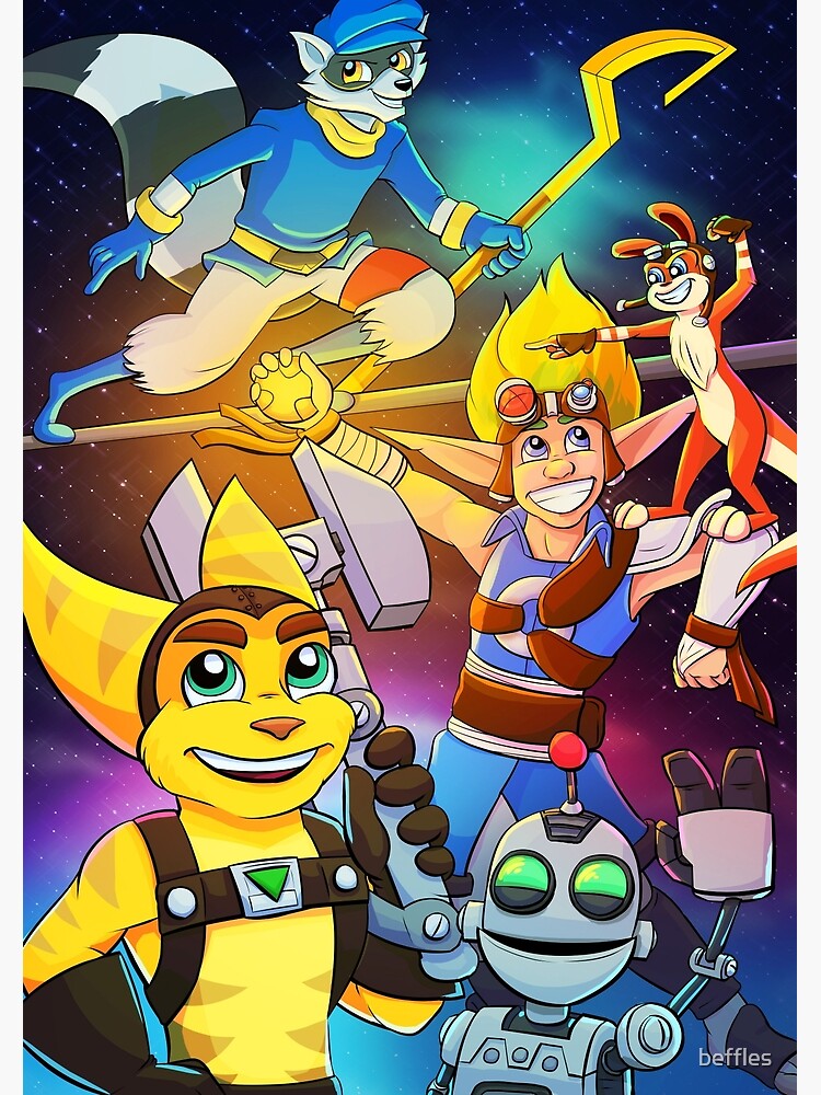 Playstation 2 Stars - Sly Cooper - Ratchet and Clank - Jak and Daxter  Poster for Sale by beffles