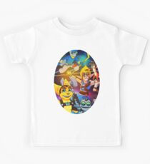 Playstation 2 Stars - Sly Cooper - Ratchet and Clank - Jak and Daxter Kids Tee