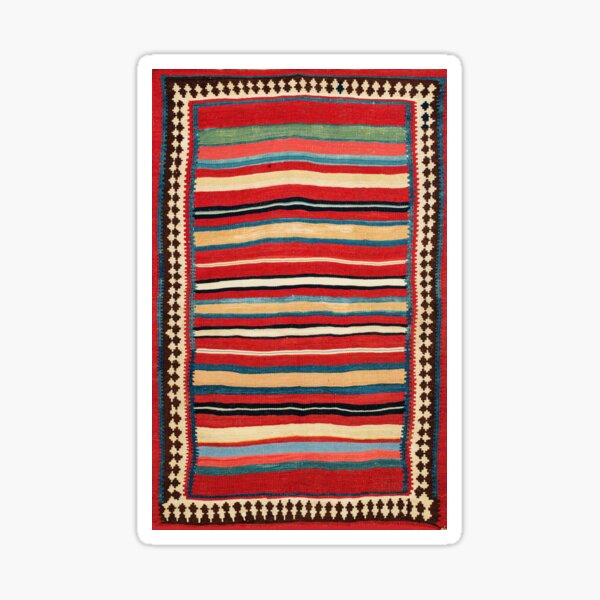Item preview, Antique Bijar Kilim with Colorful Stripes Print designed and sold by Vicky Brago-Mitchell®.