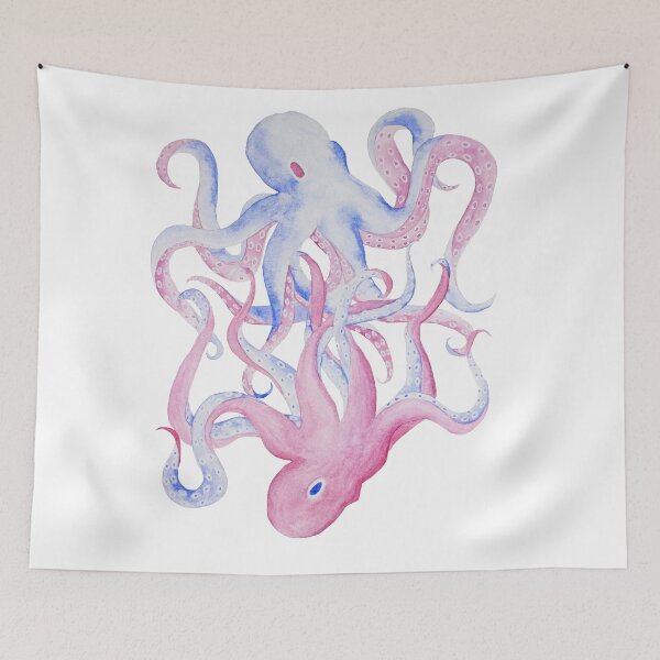 Item preview, Watercolor Dueling Octopus designed and sold by SantinaArt.