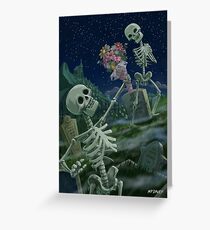 Romantic Valentine Skeletons in Graveyard Greeting Card