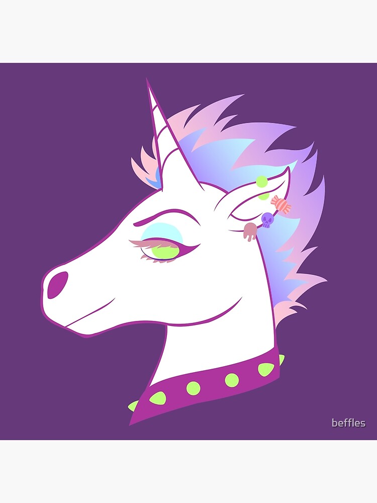 Punk Rock Unicorn Art Board Print By Beffles Redbubble