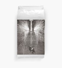 Tesla In Study Duvet Cover